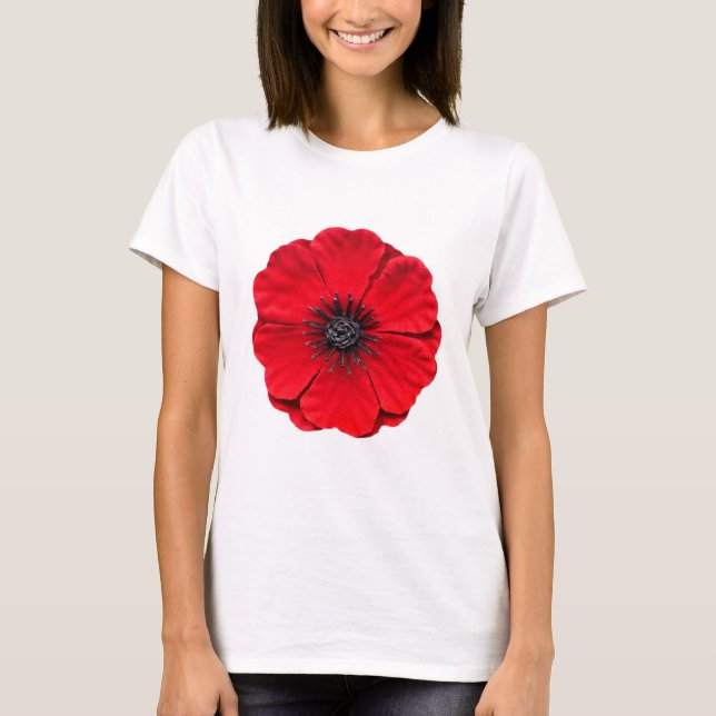 T-shirt pavot rouge - blanc (Devant)