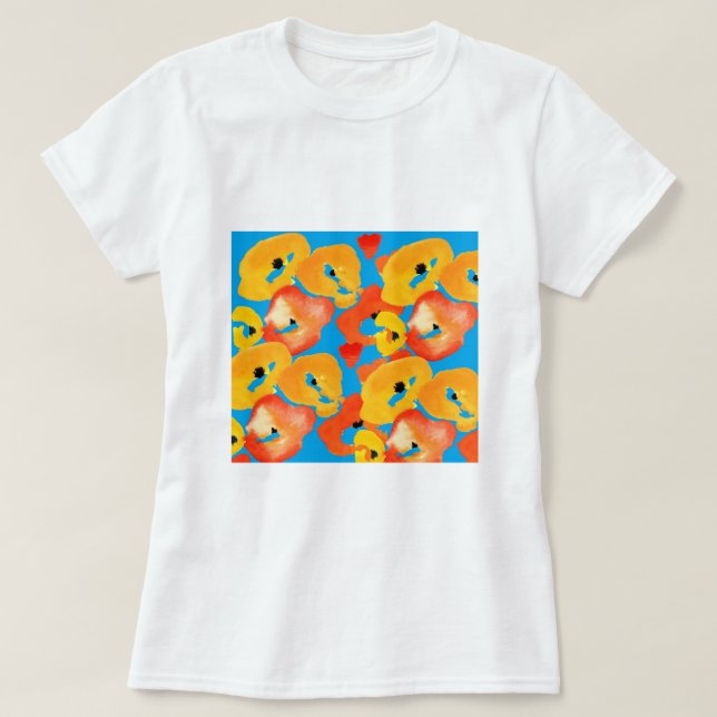 T-shirt Pavot rouge et orange (Design devant)