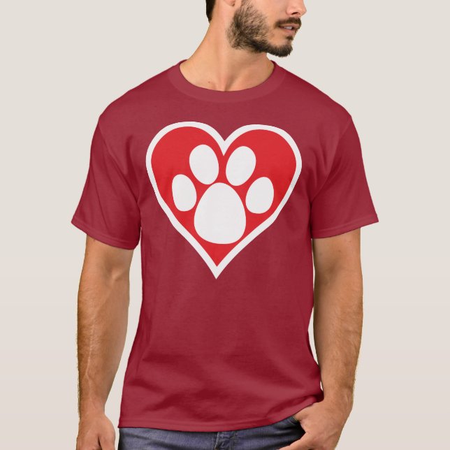 T-shirt Paw Chien Coeur (foncé) (Devant)
