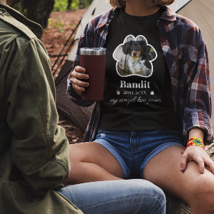 T-shirt Paw Frame Pet Photo Ajouter un nom Memorial