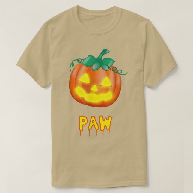 T-shirt Paw Funny Halloween Famille JackOLantern Citrouill (Design devant)