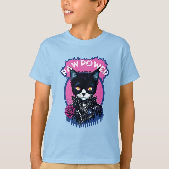 T-shirt Paw Power Punk Chat (Devant)