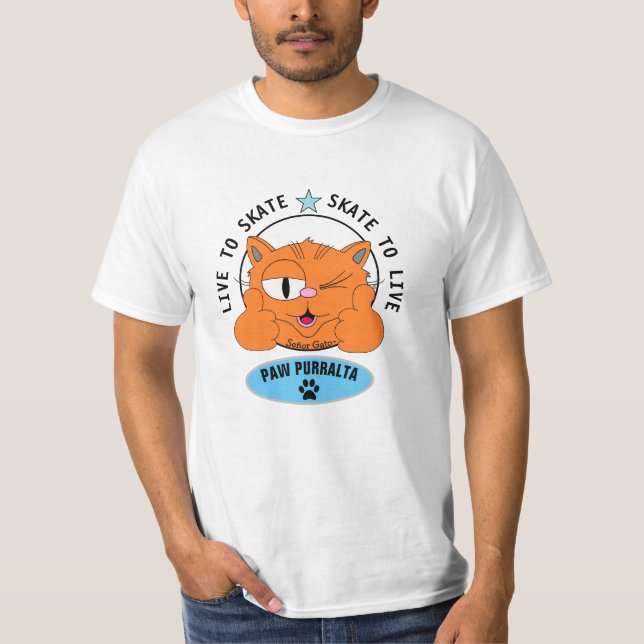 T-shirt Paw Purralta Cartoon Cat Skateboard (Devant)