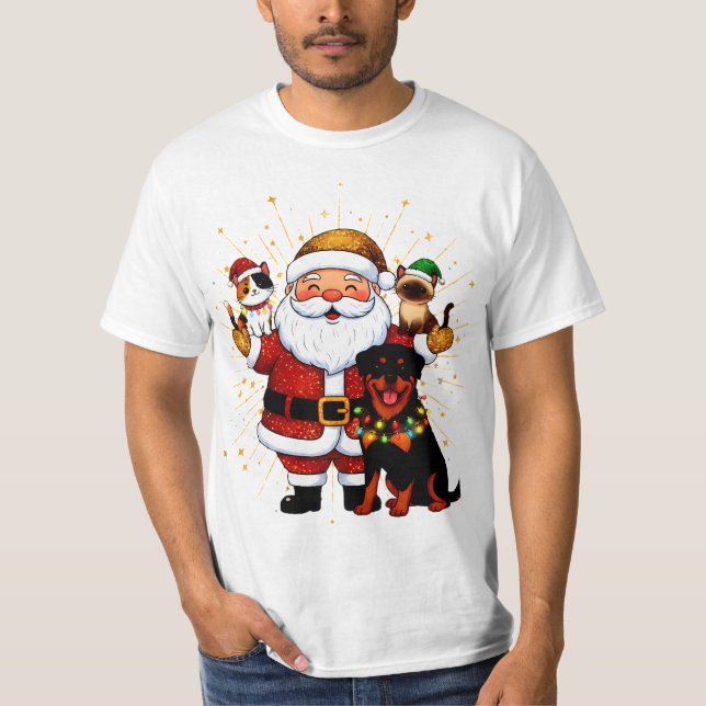 T-shirt Paw-some Holidays: Santa’s Sparkling Pet Squad (Devant)
