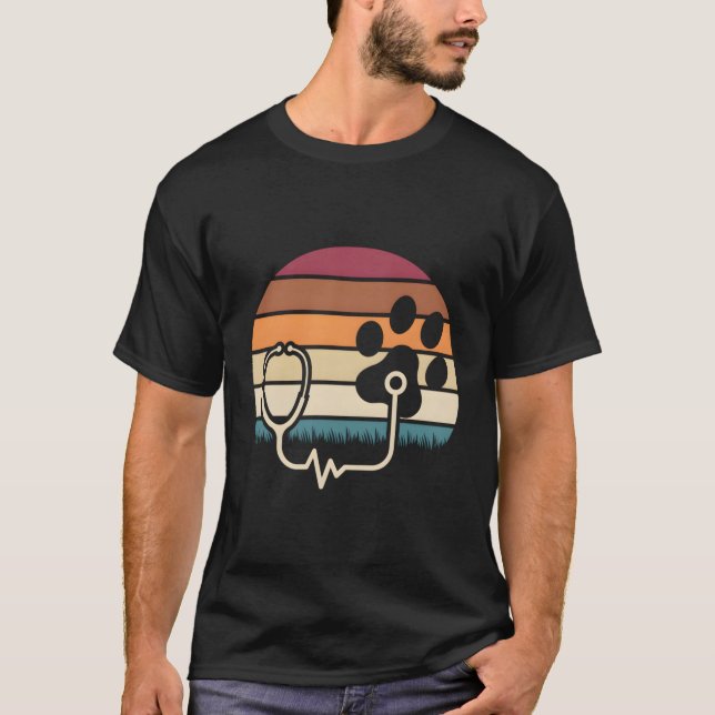 T-shirt Paw Stethoscope Technicien vétérinaire (Devant)