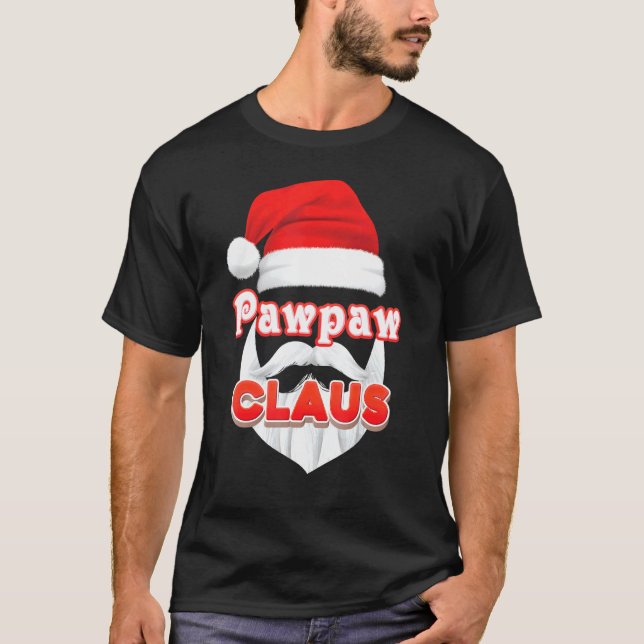 T-shirt Pawpaw Claus Noël Père Noël Face Joyeuse Sueur moc (Devant)