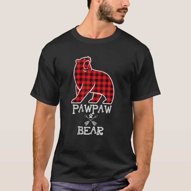T-shirt Pawpaw Oear Pajama de Noël Rouge Plaid Buffalo Fam (Devant)