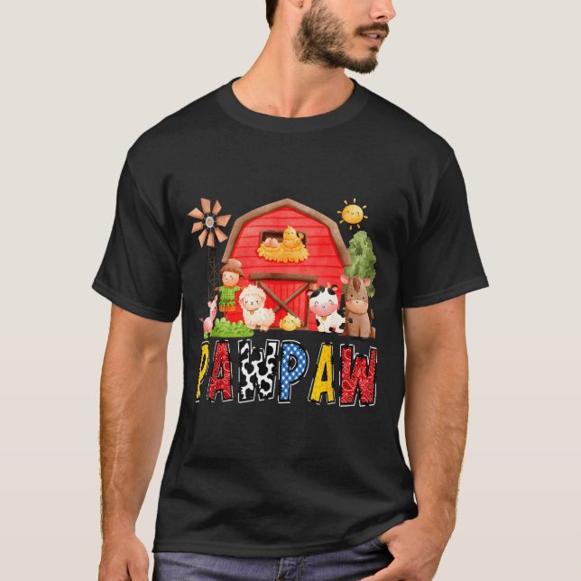 T-shirt Pawpaw Red Farm Cow Birthday Boy Matching Family P (Devant)