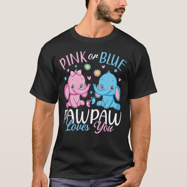 T-shirt Pawpaw Rose Ou Bleu Vous Aime Elephant Bébé Hommes (Devant)