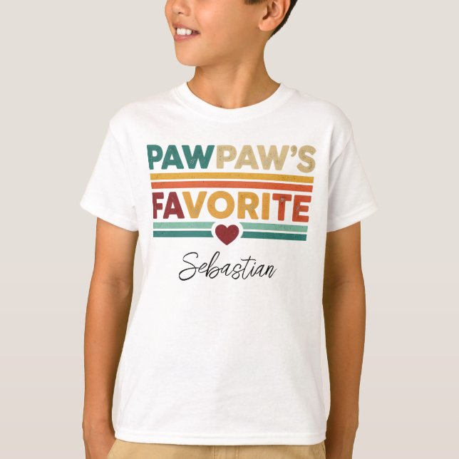 T-shirt Pawpaw's Favorite Retro Simple Modern Script Name (Devant)