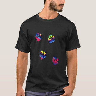 T-shirt Pawprint Tie Dye Rainbow Chien cadeau Empreinte de