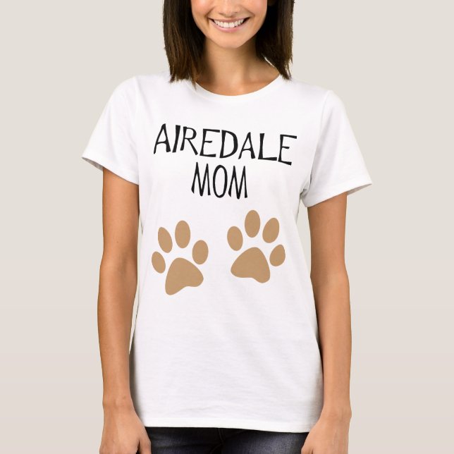 T-shirt pawprints de maman d'airdale grands (Devant)
