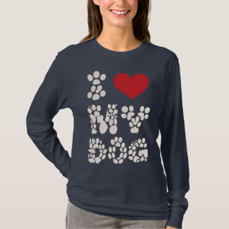 T-shirt Pawprints of Love - I ❤️ My Dog Bold Tee