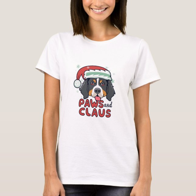 T-shirt Paws and Claus - Chien bernois de Noël (Devant)
