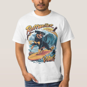 T-shirt Paws and Waves Rottweiler Surfing Adventure
