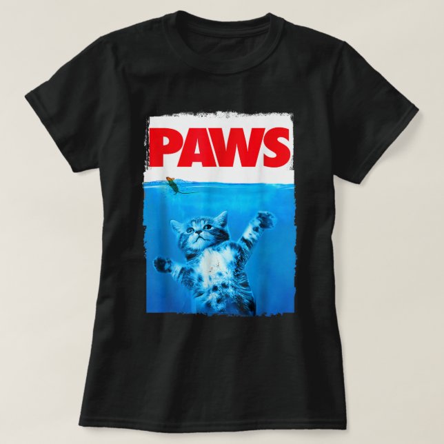 T-shirt Paws Cat and Mouse Top, Cute Funny Cat Lover Parod (Design devant)
