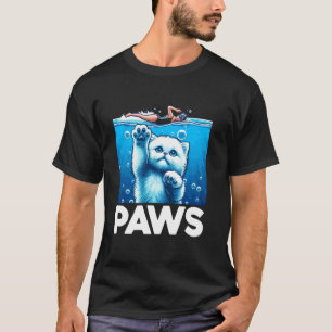 T-shirt PAWS Chat Chaton Drôle Pour Les Amateurs De Requin