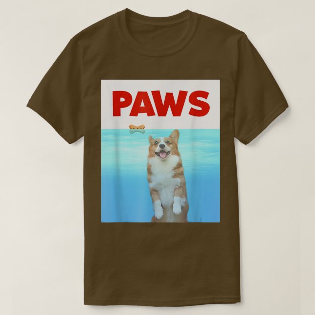 T-shirt Paws Chien Parodie 80s Corgi Shark Funny Chien Cad (Design devant)