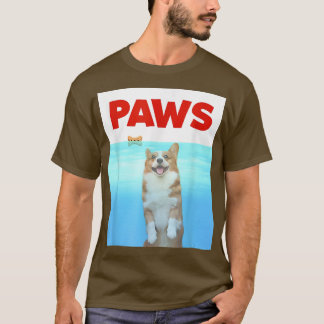 T-shirt Paws Chien Parodie 80s Corgi Shark Funny Chien Cad