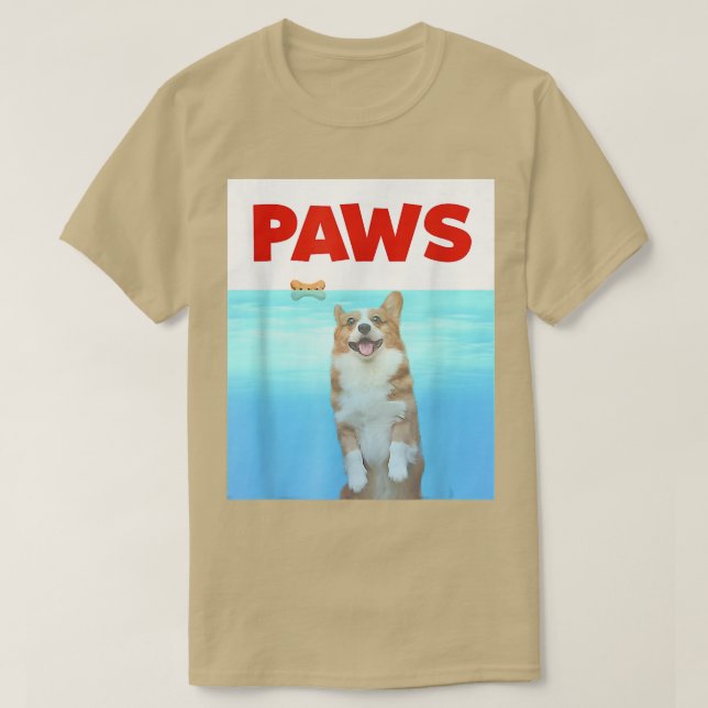 T-shirt Paws Chien Parodie 80s Corgi Shark Funny Chien Cad (Design devant)