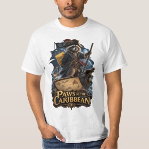 T-shirt Paws of the Caribbean Raccoon Pirate