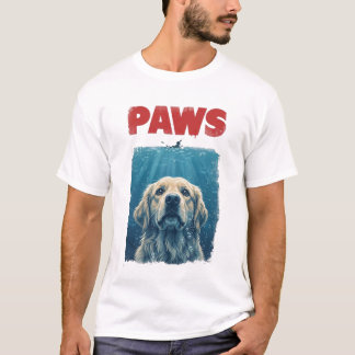 T-shirt PAWS Parodie du film Shark avec un chien | Drôle d
