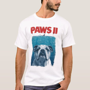 T-shirt PAWS Parodie du film Shark avec un chien   Drôle d