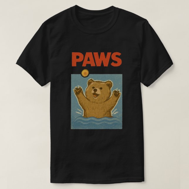 T-shirt Paws Parody Black bear Chasing Cute Scared Mouse  (Design devant)