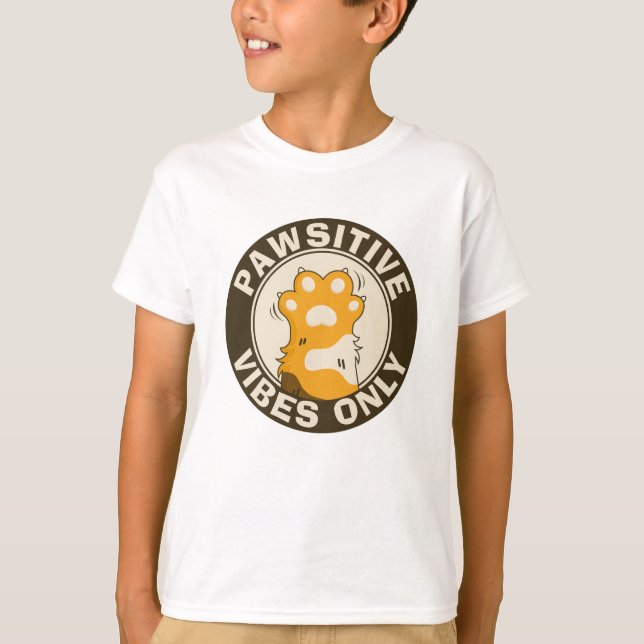 T-shirt Pawsitive vibes only Cute Cat Paw Funny Pun (Devant)