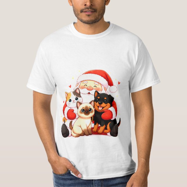 T-shirt Pawsitively Huggable: Santa’s Snuggle Squad (Devant)