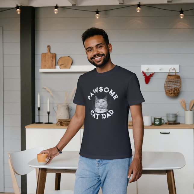 T-shirt Pawsome Chat Papa - Personnalisable Photo Chat (Créateur téléchargé)