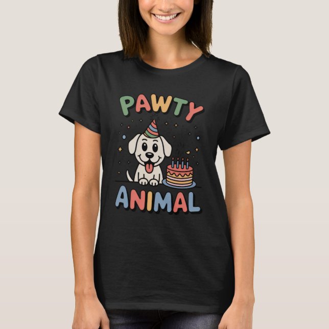 T-shirt Pawty Animal | Funny Dog Birthday Design  (Devant)