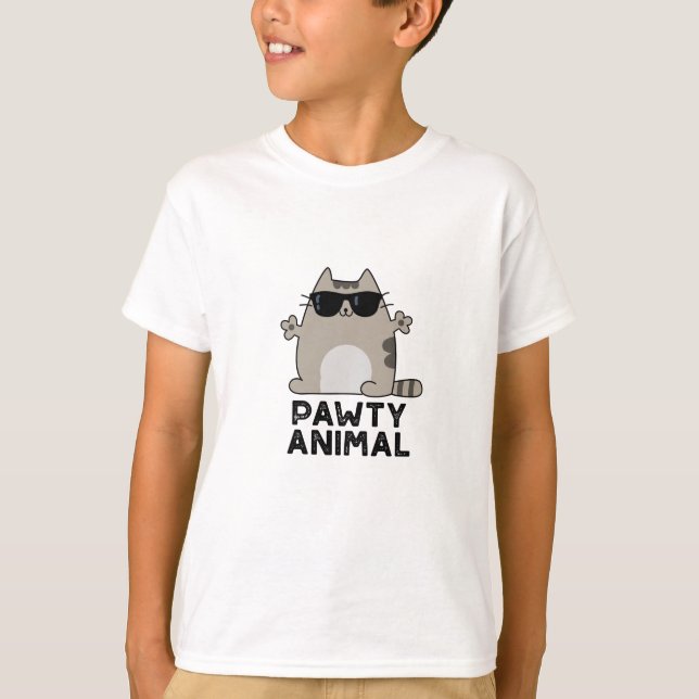 T-shirt Pawty Animal Funny Party Chat Pun (Devant)