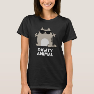 T-shirt Pawty Animal Funny Party Chat Pun Dark BG