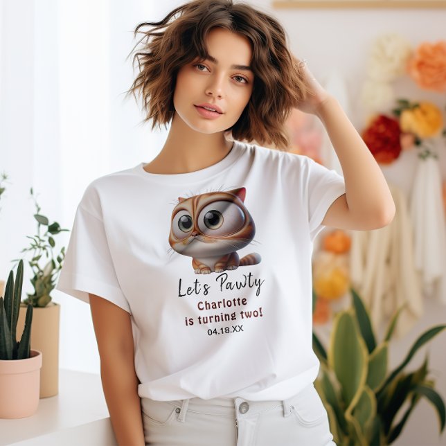 T-shirt Pawty ! Cute Cat 2e fête d'anniversaire (Créateur téléchargé)