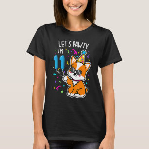 T-shirt Pawty J'ai 11e anniversaire Corgi 11 ans B