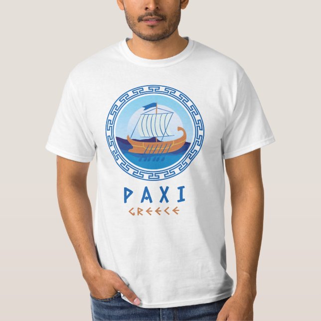 T-shirt Paxi, Grèce Design de navires grecs Hommes (Devant)