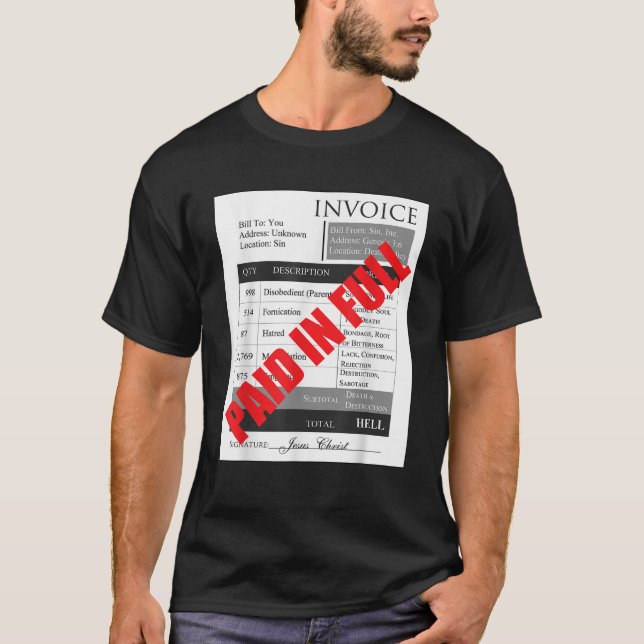 T-shirt Payé dans le bon de facturation intégral (Devant)