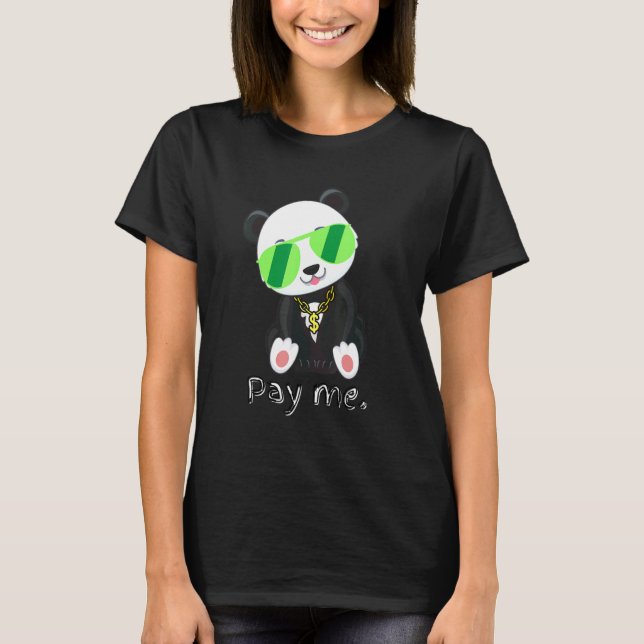 T-shirt Payez-moi Panda Gold Chain mignonne (Devant)