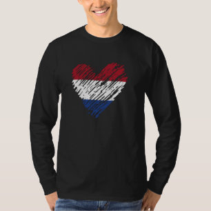 T-shirt Pays-Bas Coeur Néerlandais Drapeau Patriotique Hom