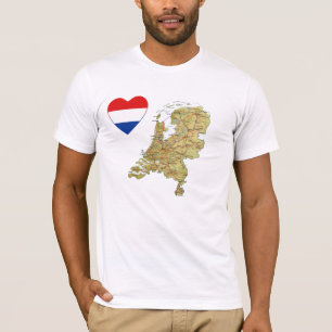 T-shirt Pays-Bas Flag Heart and Map