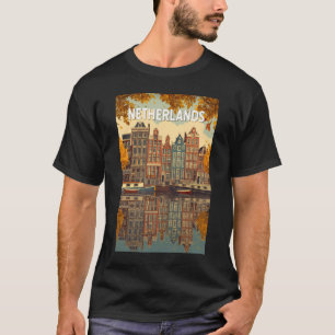 T-shirt Pays-Bas Illustration Voyage Art Vintage