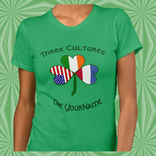 T-shirt Pays-Bas Irlande États-Unis Trèfle Drapeau Personn