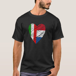 T-shirt Pays-Bas Italie Coeur Italien Drapeau Néerlandais 