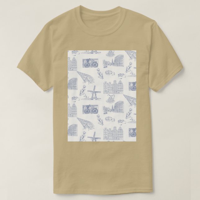 T-shirt Pays-Bas Toille de Jouy motif en Delft Blue i (Design devant)