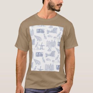 T-shirt Pays-Bas Toille de Jouy motif en Delft Blue i