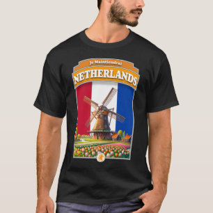 T-shirt Pays-Bas Windmill et tulipes