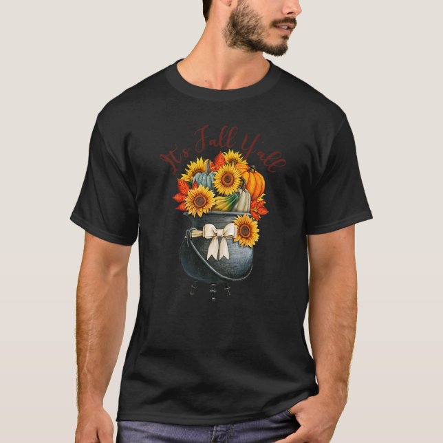 T-shirt Pays C'est automne Y'all tournesols Graphique auto (Devant)