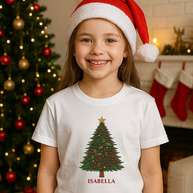 T-shirt pays chic rustique sapin de noël blanc (Créateur téléchargé)