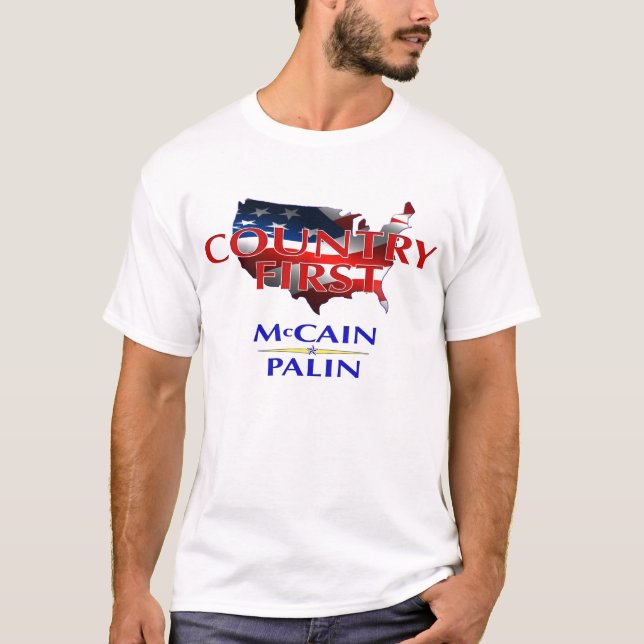 T-shirt Pays d'abord - McCain Palin 2008 (Devant)